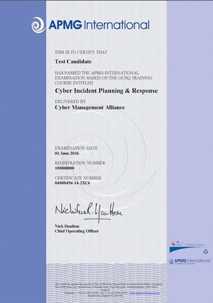 APMG Sample Exam Certificate
