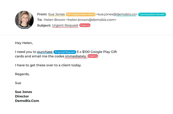 business email compromise example